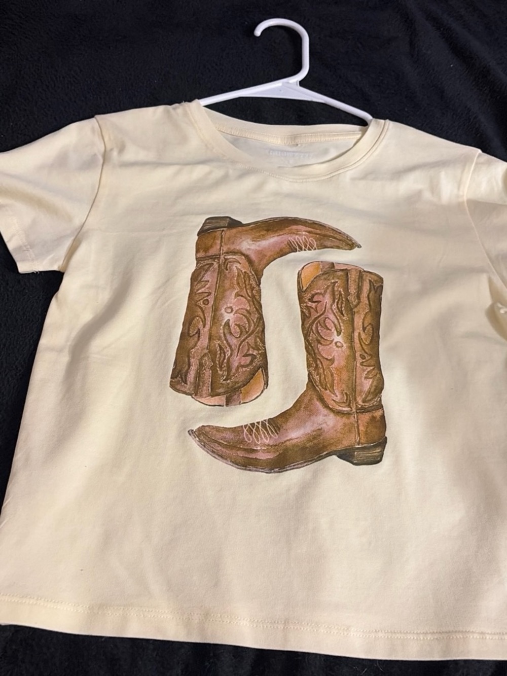 Women’s Cream Graphic Tee with Brown Cowboy Boots